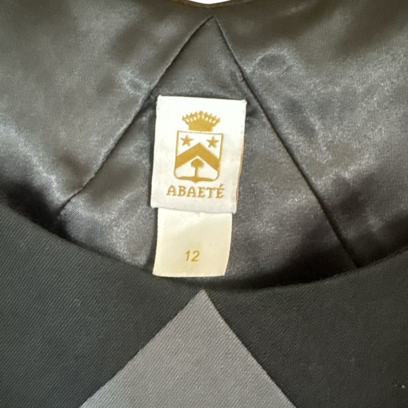 Women’s Abate Black and Gray Diamond Dress Size 12 Side Zip Knee Length - Picture 4 of 10